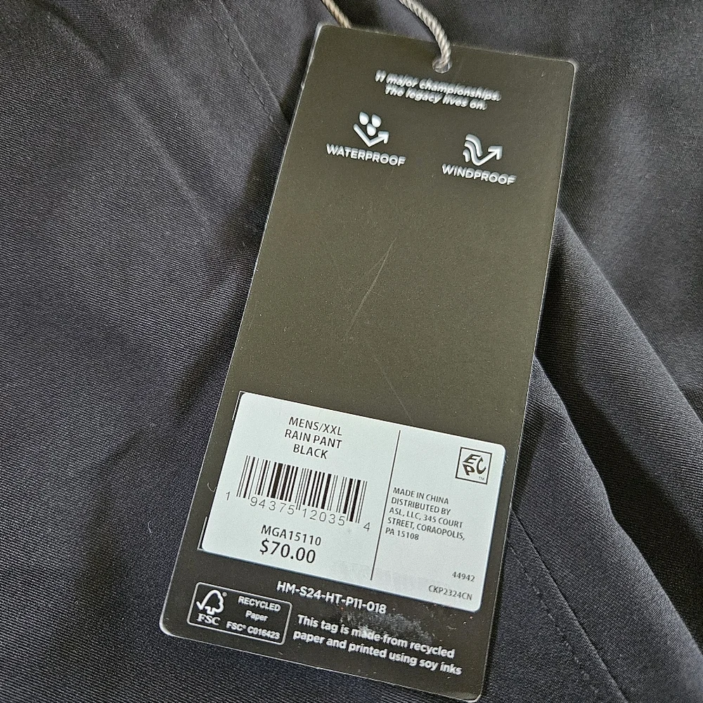 Walter Hagen Rain Pant Black Golf Waterproof Men’s Size XXLarge - Picture 3 of 11